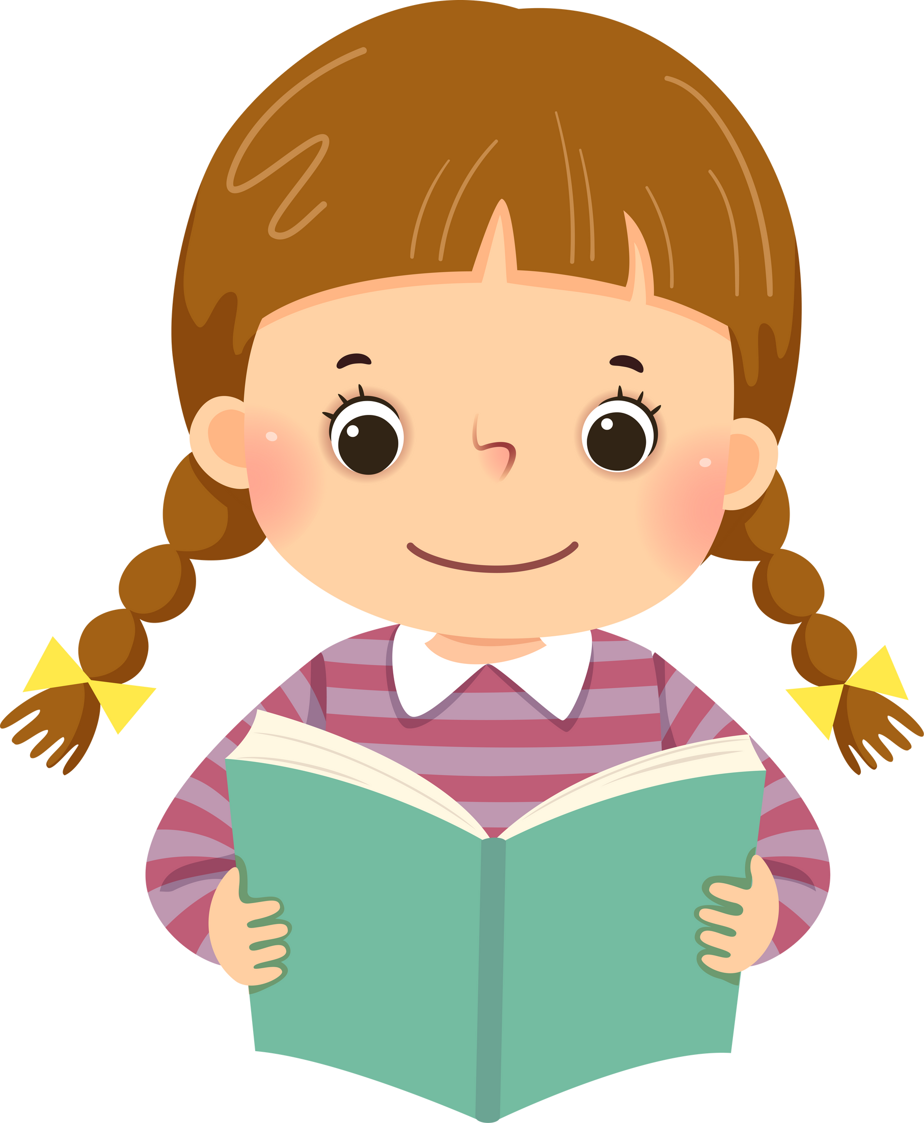 Portrait girl reading book